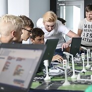 Teenagers from Nemenčinė in Lithuania coding with UKE
