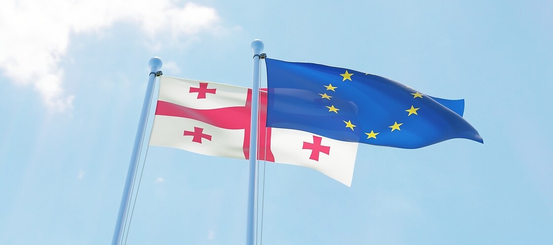 Flaga Gruzji i Unii Europejskiej