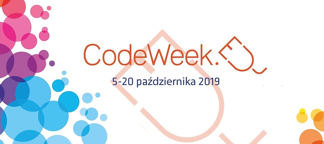 Grafika z napisem Code Week 5-20 października 2019